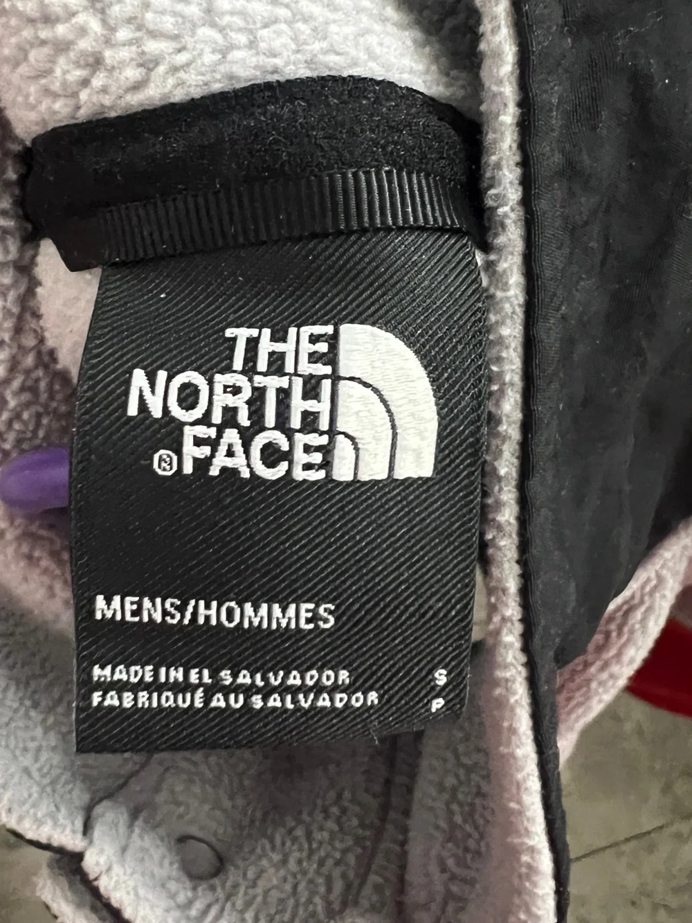 The North Face Men’s Oversized Gray Red Black Colorblock Snap Fleece Pullover